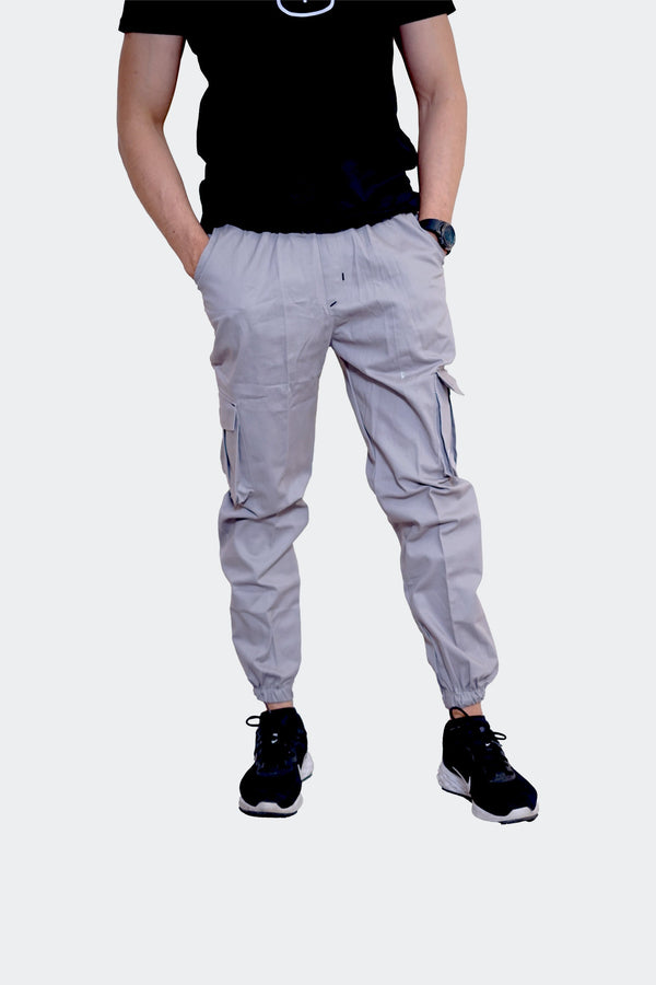 Slim Fit Cargo trousers-light Grey