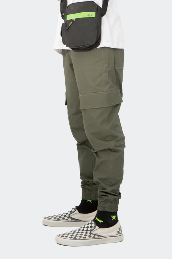Slim Fit Cargo trousers-Olive green