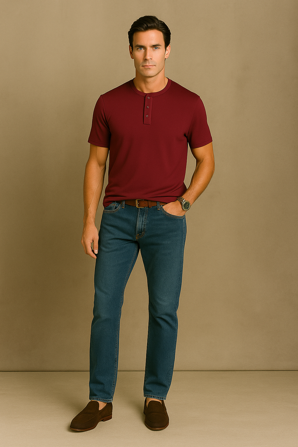 Henley T-shirt- Maroon