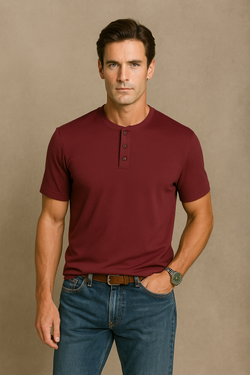 Henley T-shirt- Maroon