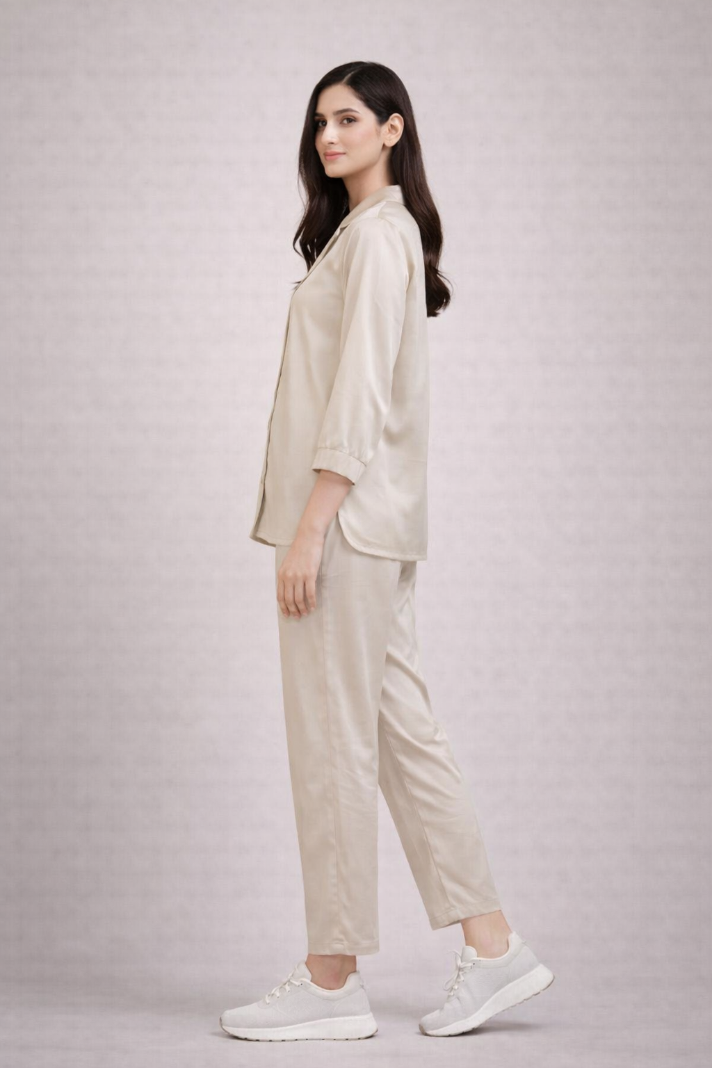 Élan Beige Lyocell Co-Ord Set