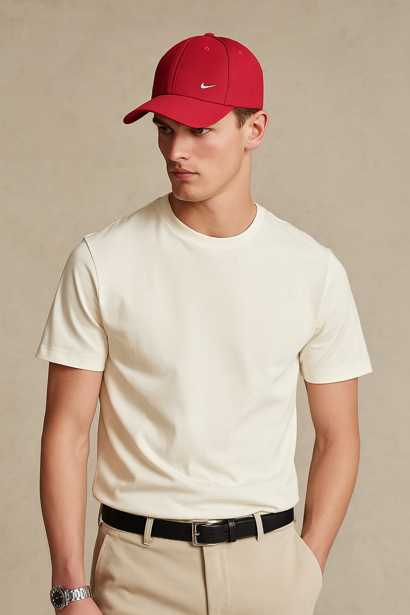 Club Structured Metal Swoosh Cap- Red