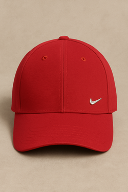 Club Structured Metal Swoosh Cap- Red