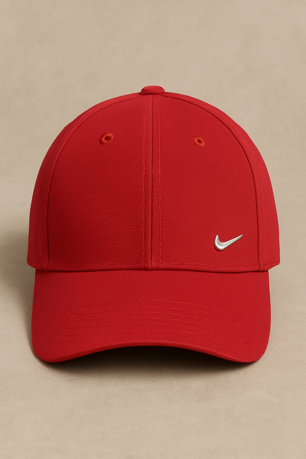 Club Structured Metal Swoosh Cap- Red