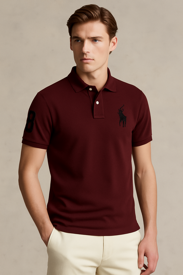 Signature Republica Embroidered Polo Shirt-Maroon