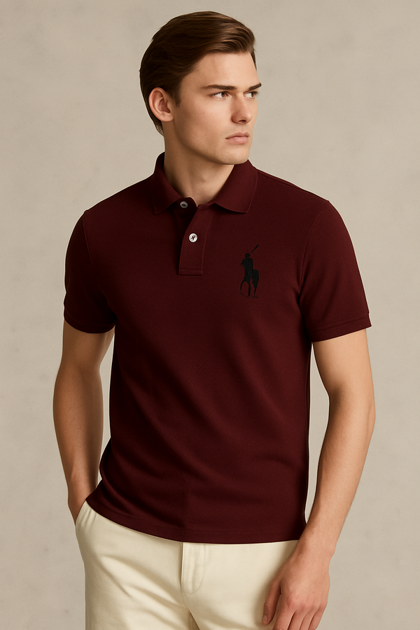 Signature Republica Embroidered Polo Shirt-Maroon