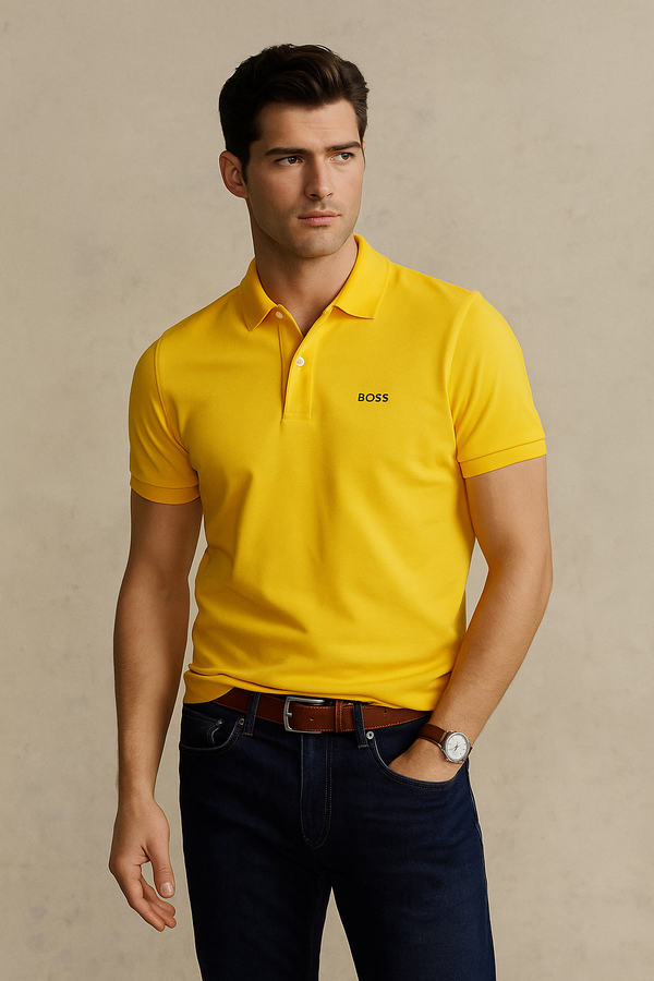 Bravos Golden Rod Cotton  Polo Shirt- Yellow