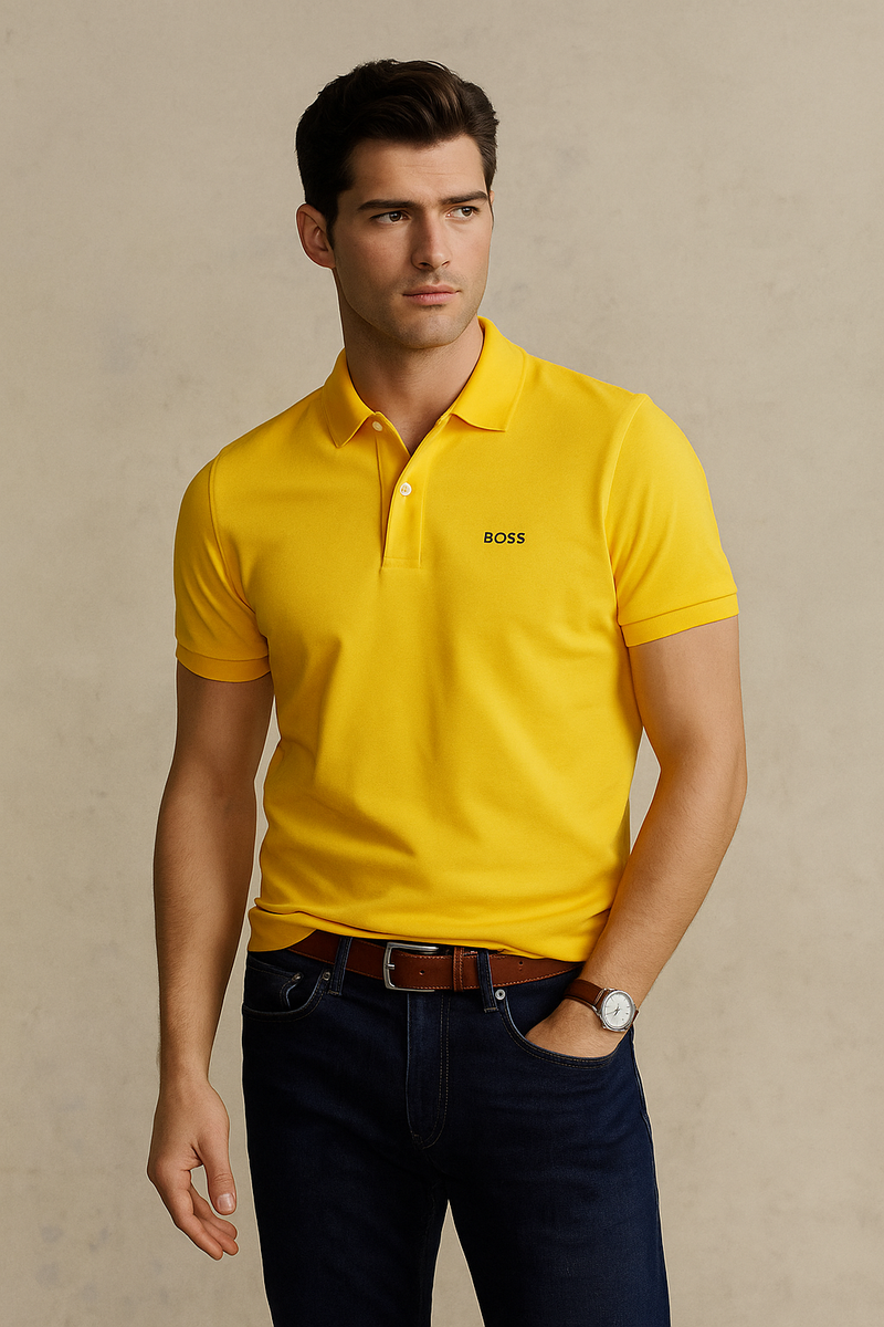 Bravos Golden Rod Cotton  Polo Shirt- Yellow