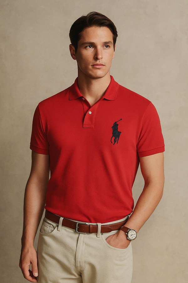 Signature Republica Embroidered Polo Shirt-Red