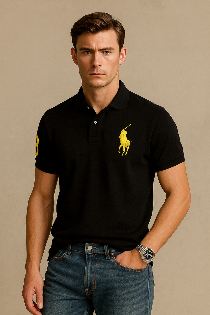 Signature Republica Embroidered Polo Shirt-Black