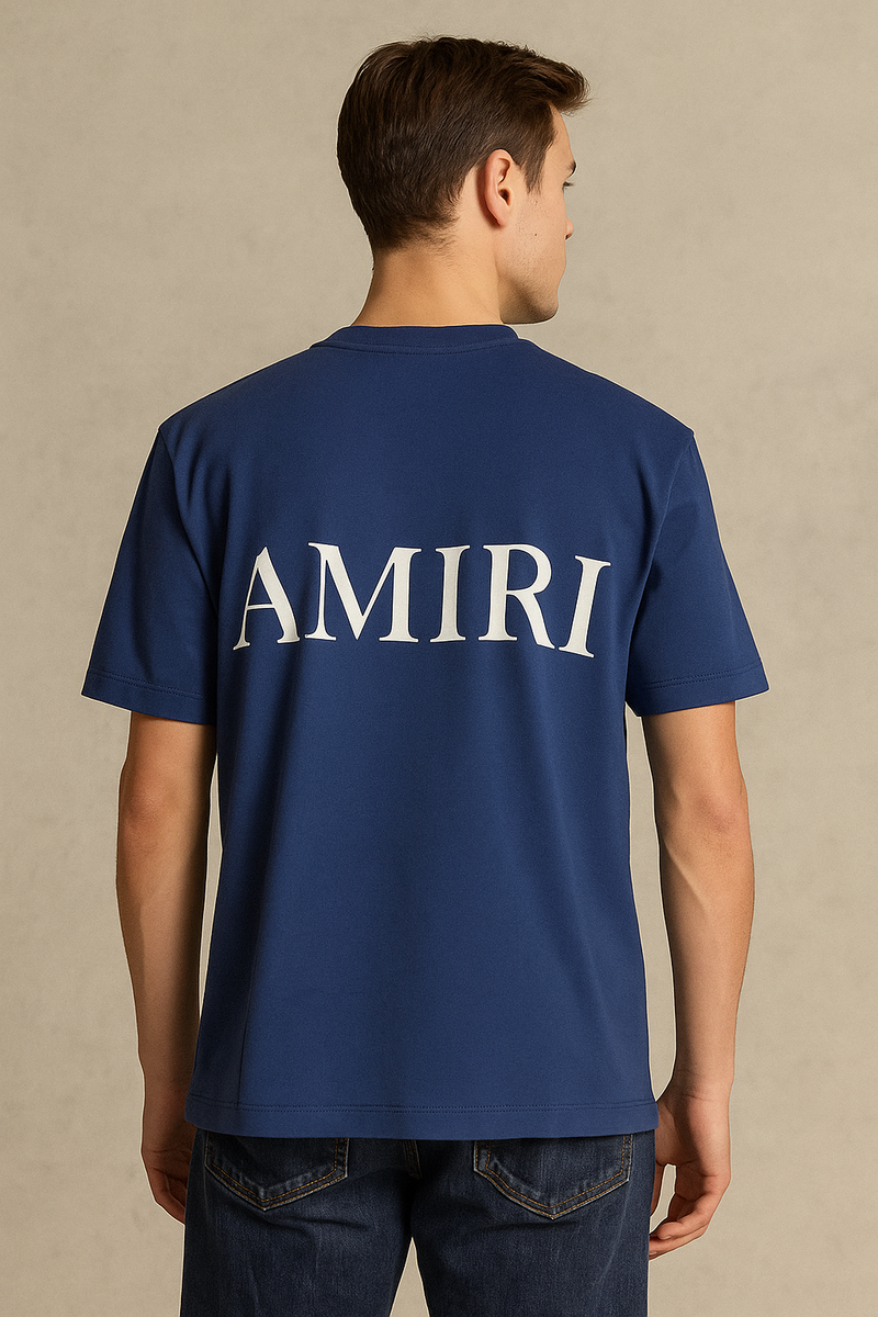Aurora Logo-Print Cotton T-Shirt – White - Navy Blue