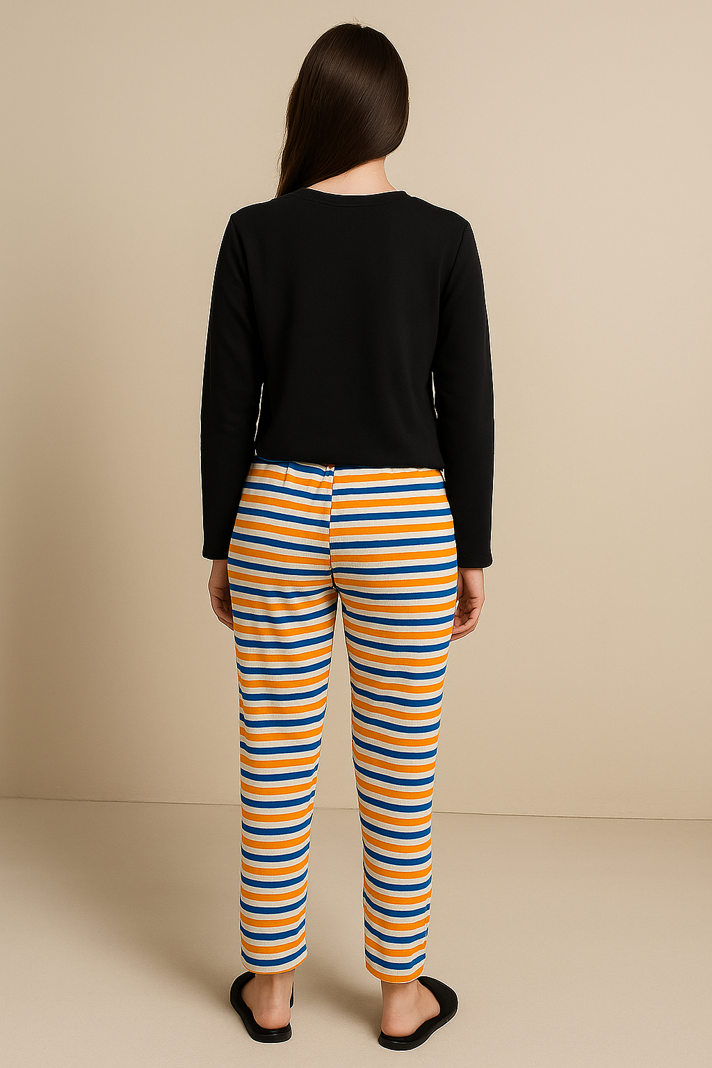 Stripe Pyjama Pant- Black
