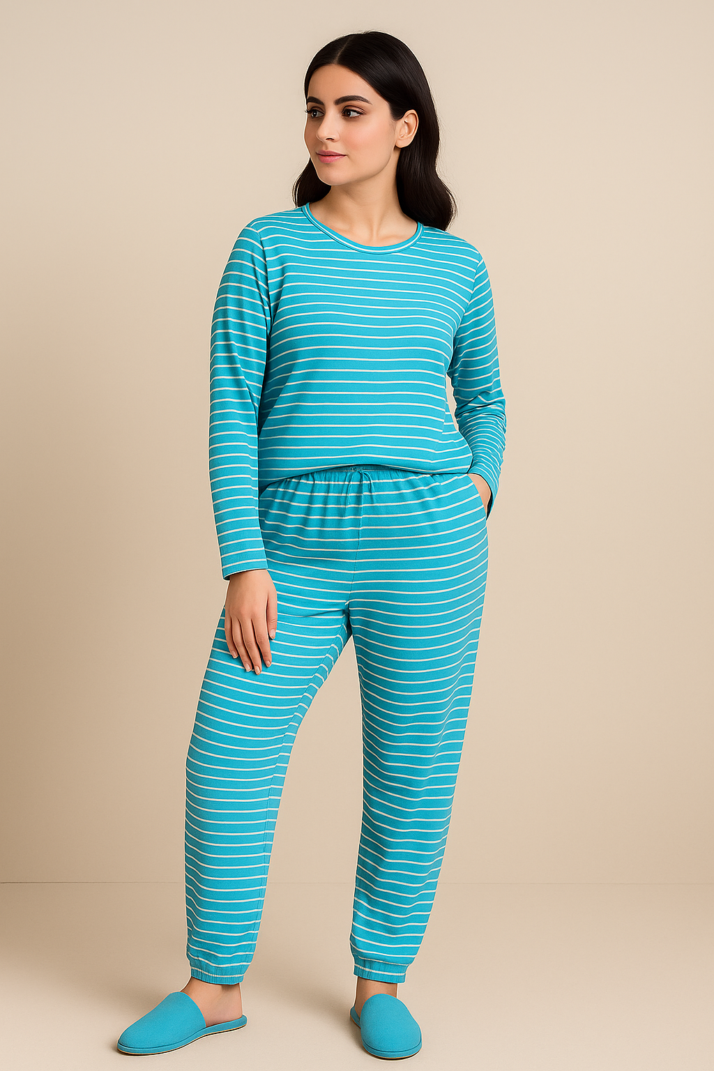 Stripe Pyjama Pant-Ice Blue
