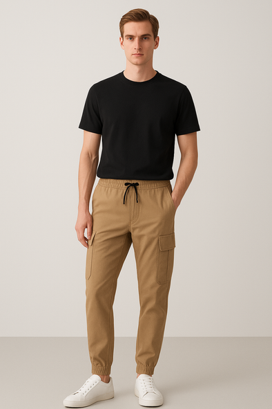 Slim Fit Cargo trousers- Beige