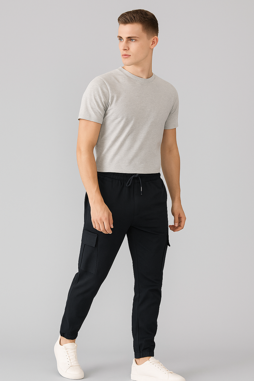 Slim Fit Cargo trousers- Black