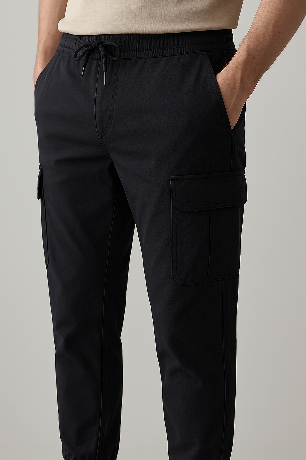 Slim Fit Cargo trousers- Black