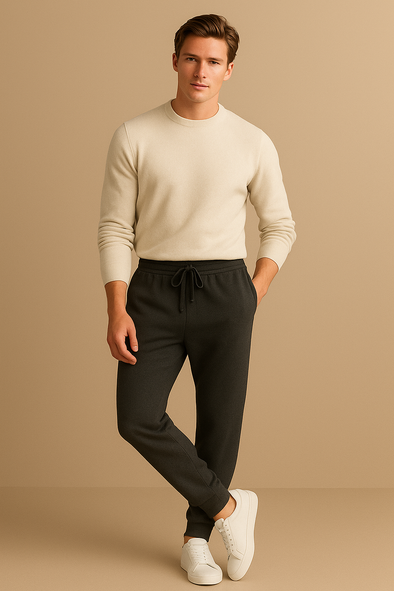 Winter Fleece Trousers for Men- Black Heather