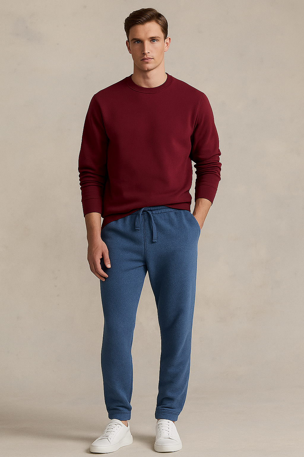 Winter Fleece Trousers for Men- Light Blue Heather