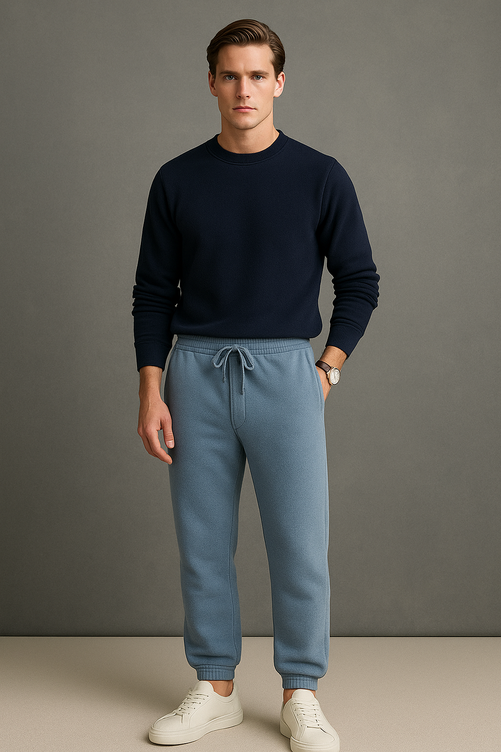 Winter Fleece Trousers for Men- Light Blue