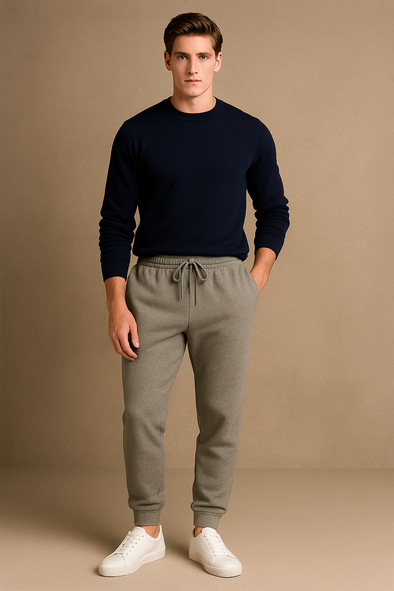 Winter Fleece Trousers for Men- Light Grey Heather