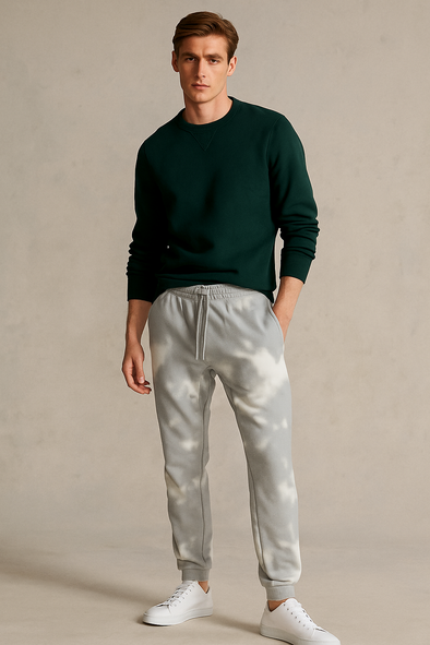 Winter Fleece Trousers for Men- Tie and Die Grey