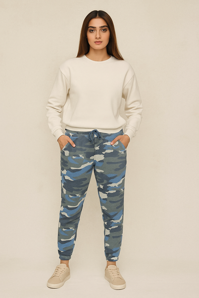 Women's Winter Fleece Trouser-Blue Camouflage