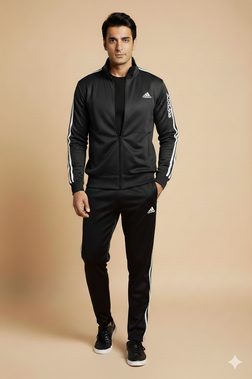Stripes Signature Tracksuit- Black