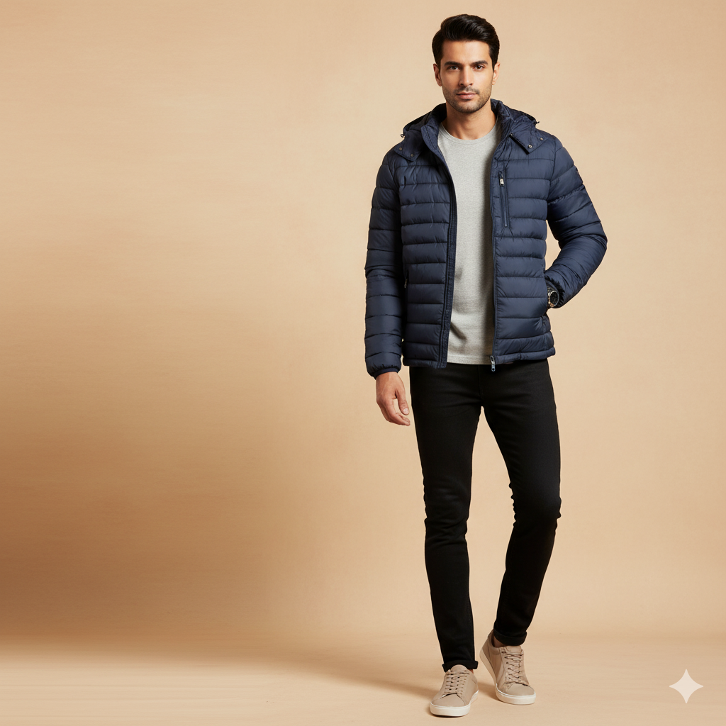 Men's Lightweight Puffer Jacket Deep Indigo