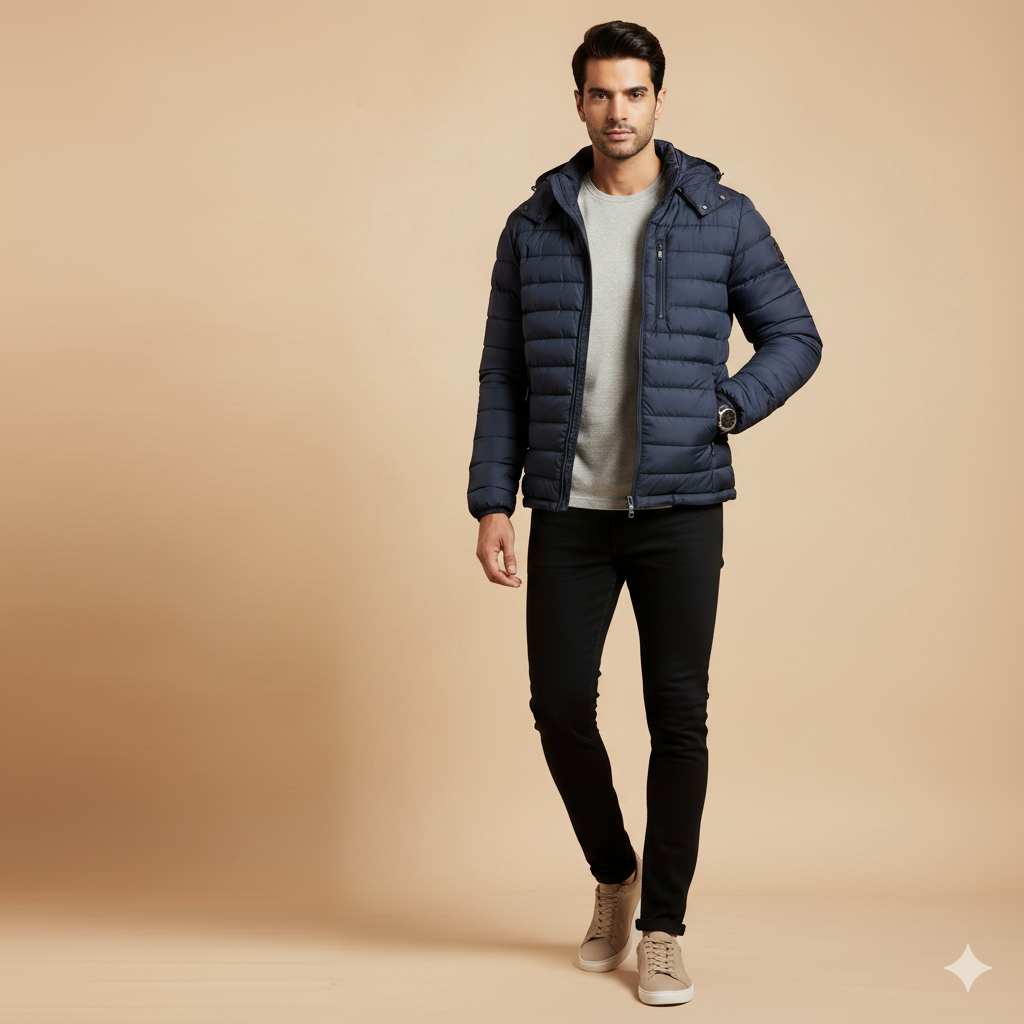 Men's Lightweight Puffer Jacket Deep Indigo