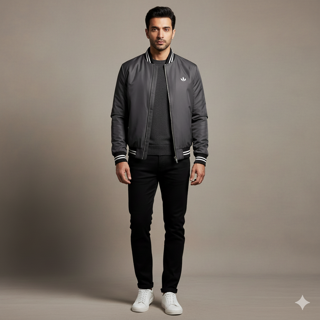 Men's Bomber Jacket - charcoal grey