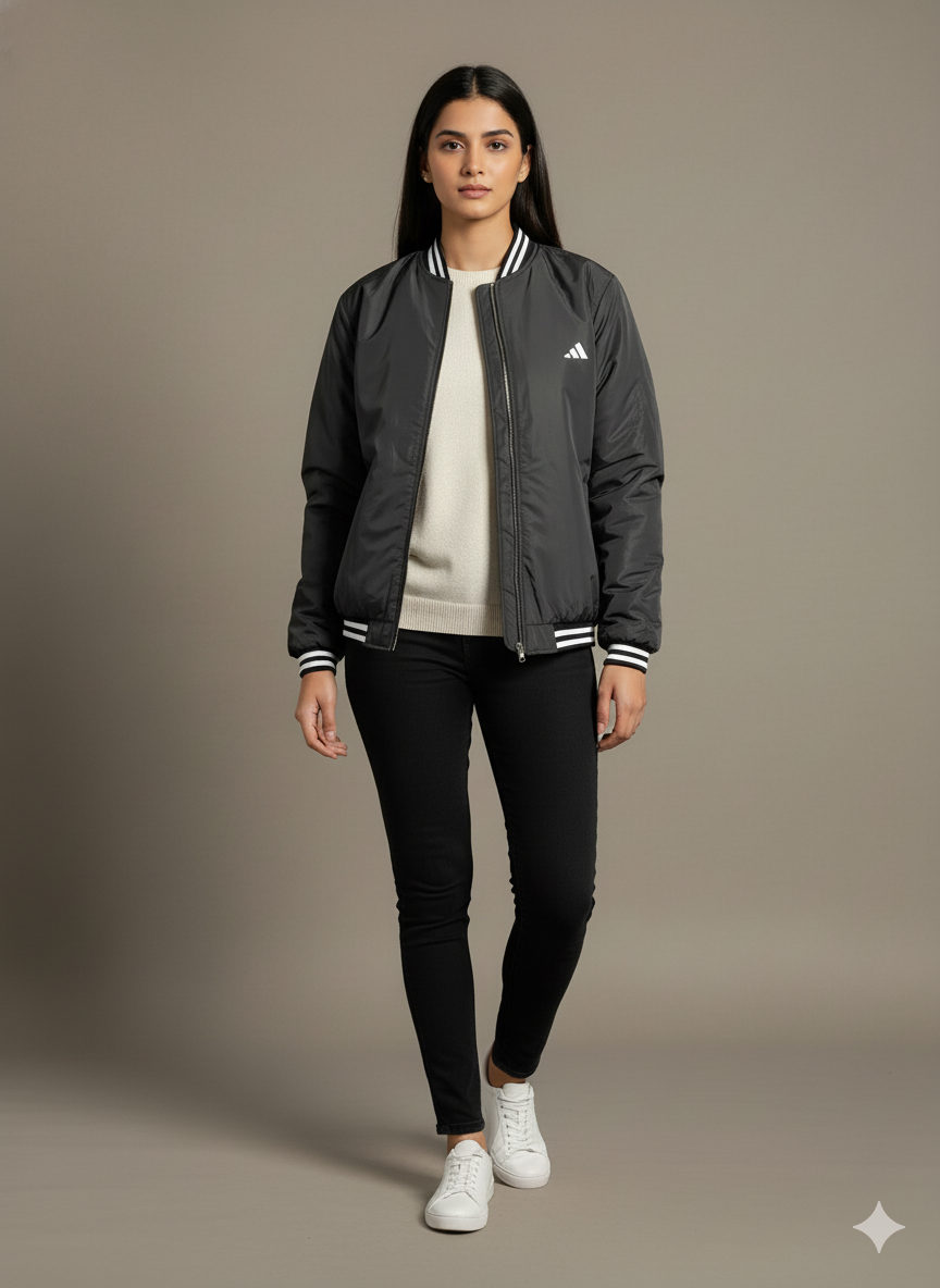 Women's Bomber Jacket - charcoal grey