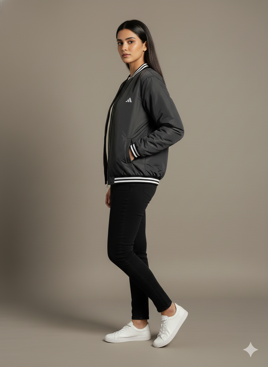 Women's Bomber Jacket - charcoal grey