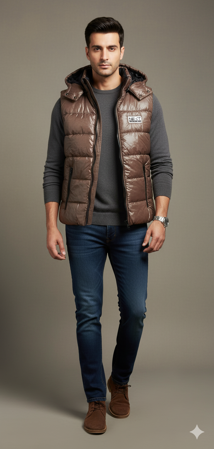 Men's Bogner Sleeveless puffer jacket - Coffee Brown