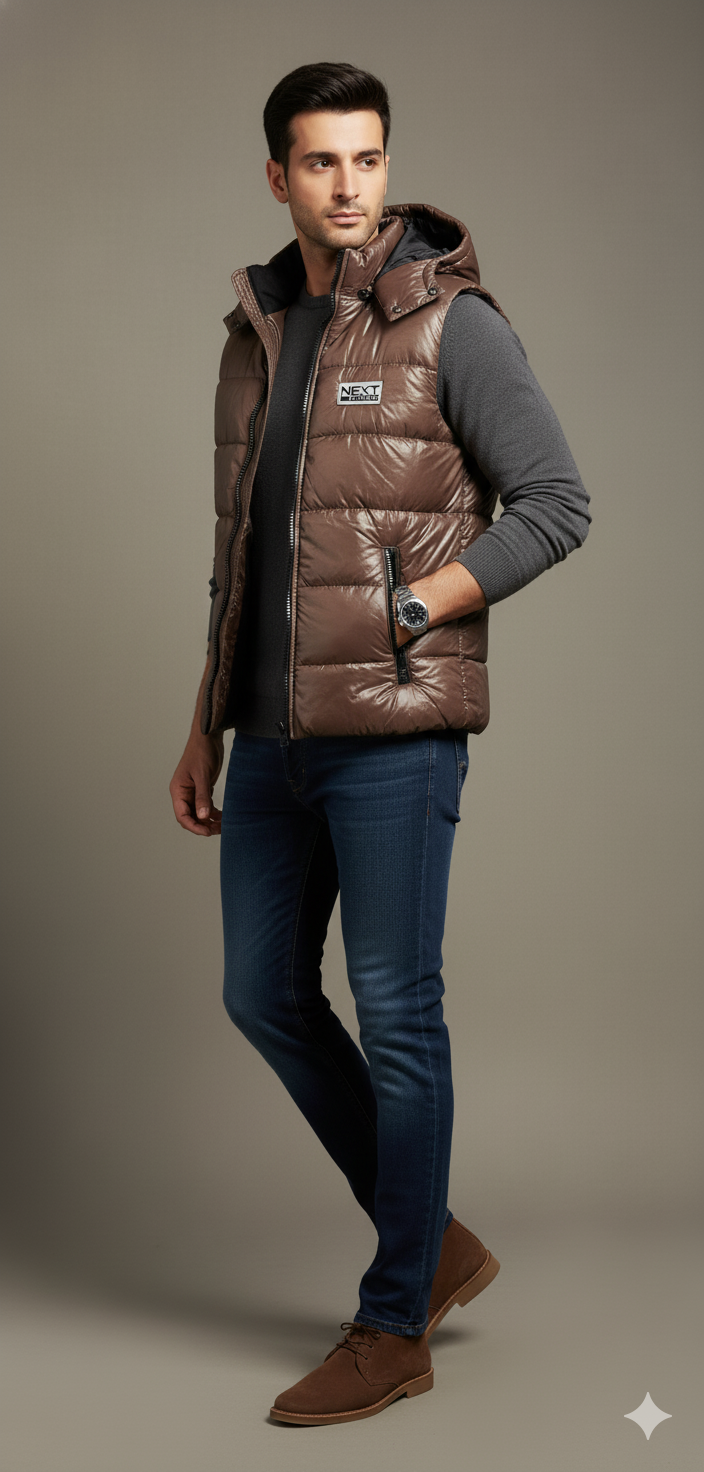 Men's Bogner Sleeveless puffer jacket - Coffee Brown