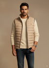 Men's Sleeveless Puffer Jacket - Warm Beige