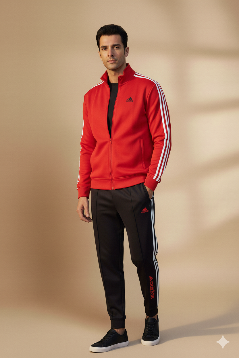 Stripes Signature Tracksuit- Red/Black