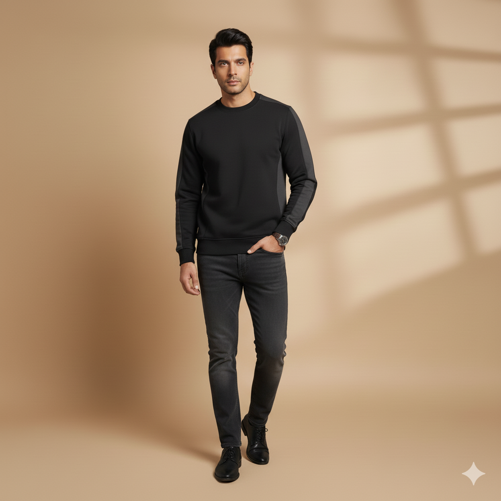 Coreline Crew Sweatshirt - Black & Charcoal