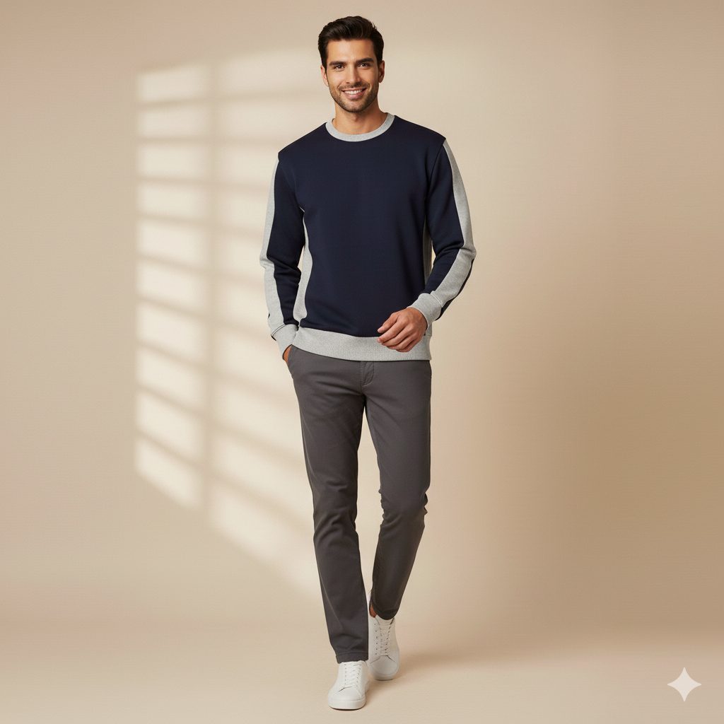 Coreline Crew Sweatshirt - Blue & Grey