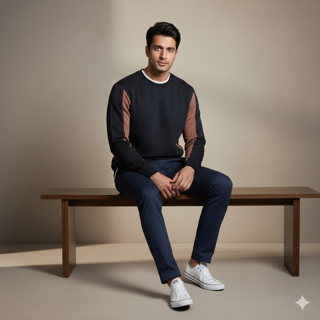 Coreline Crew Sweatshirt - Black & Brown