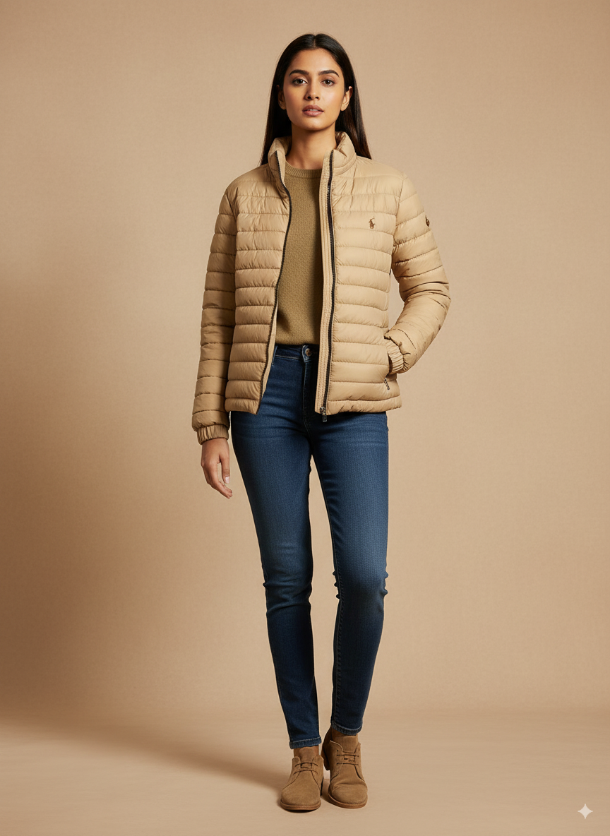 Women's Puffer Jacket - Warm Beige