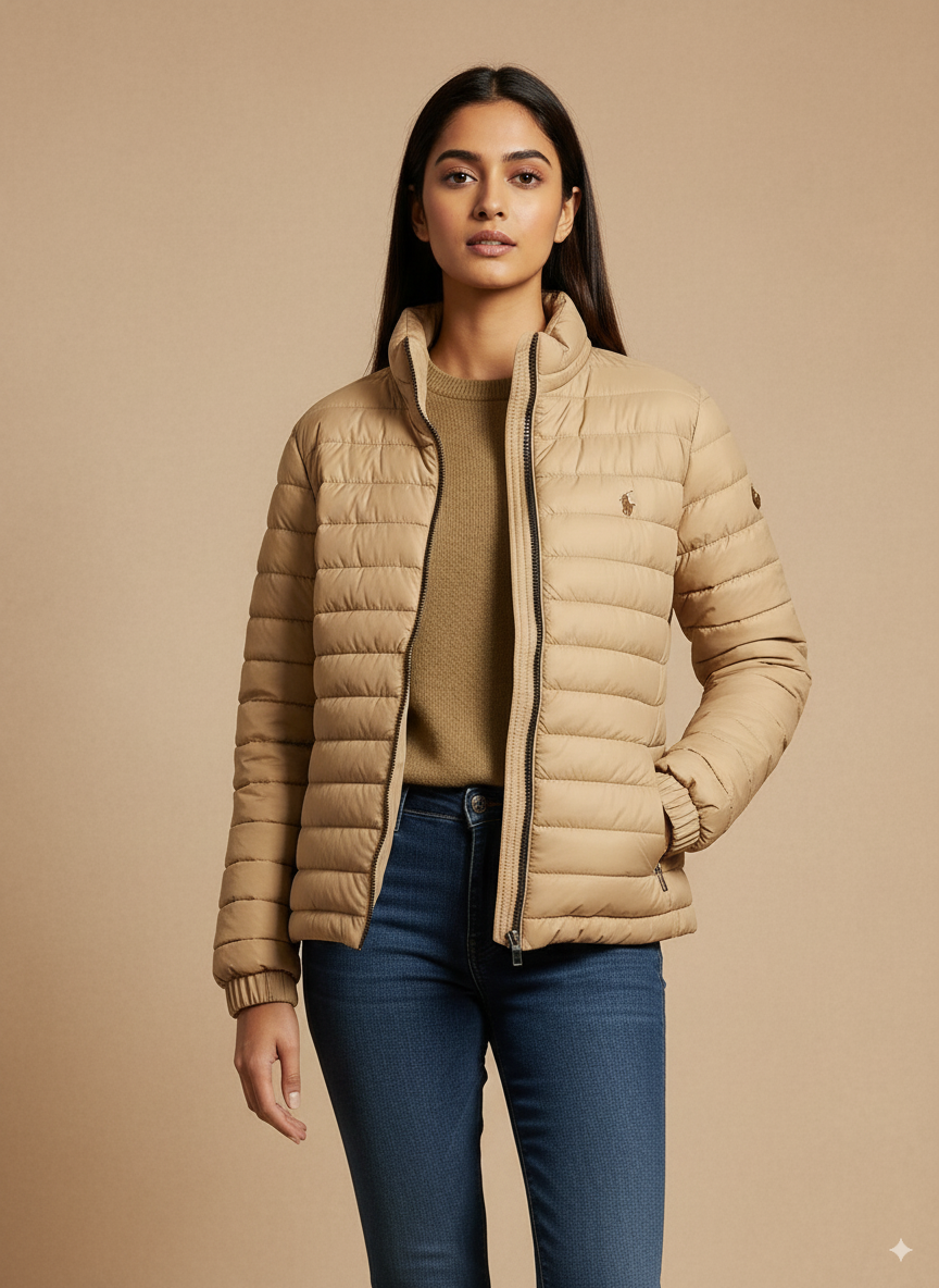 Women's Puffer Jacket - Warm Beige