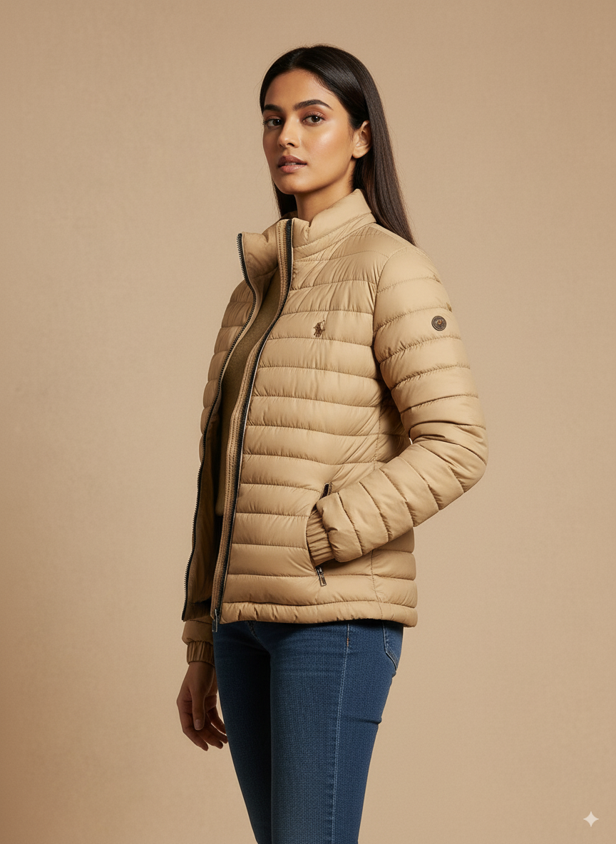 Women's Puffer Jacket - Warm Beige