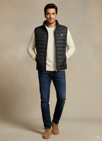 Men's Sleeveless Puffer Jacket - Black