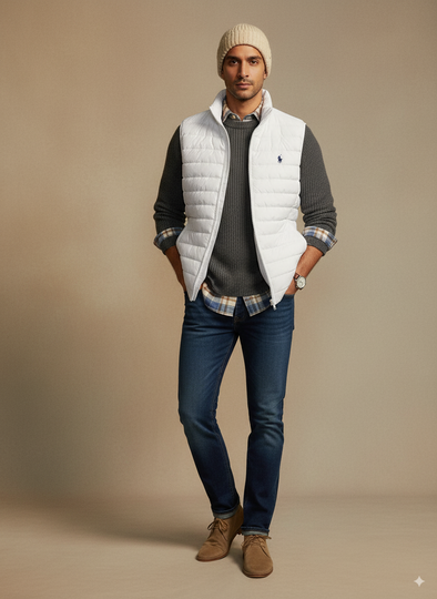 Men's Sleeveless Puffer Jacket - White
