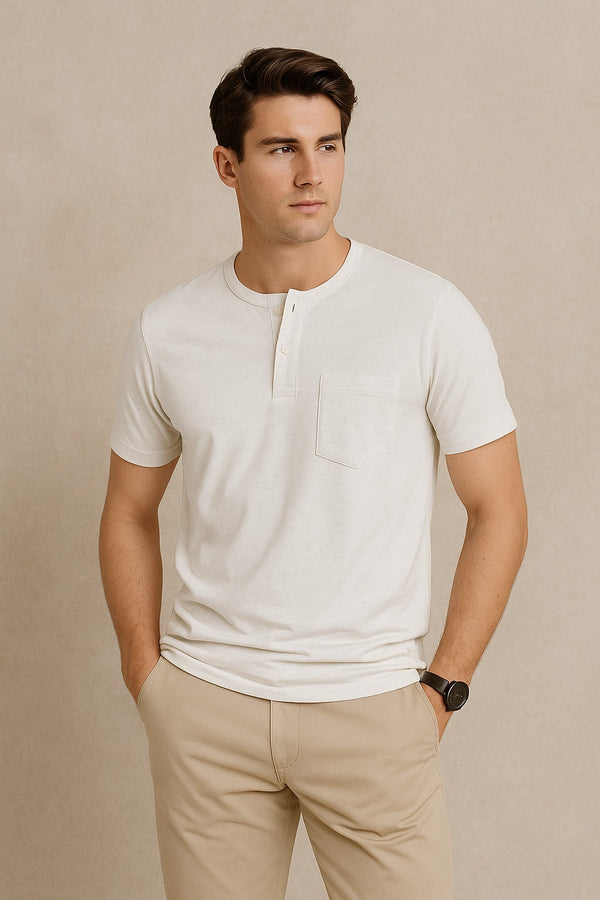Henley T-shirt- Cream