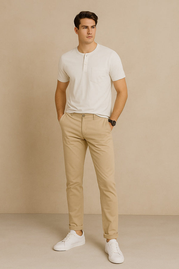 Henley T-shirt- Cream