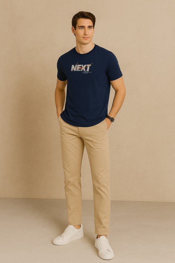 Half Sleeve Maverico T Shirt-Navy Blue