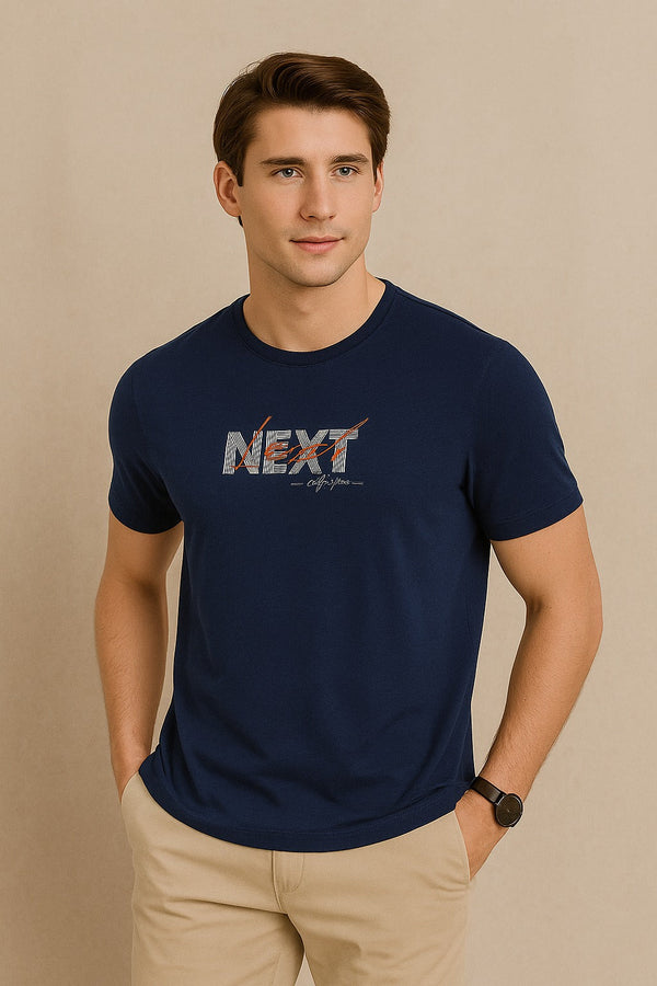 Half Sleeve Maverico T Shirt-Navy Blue