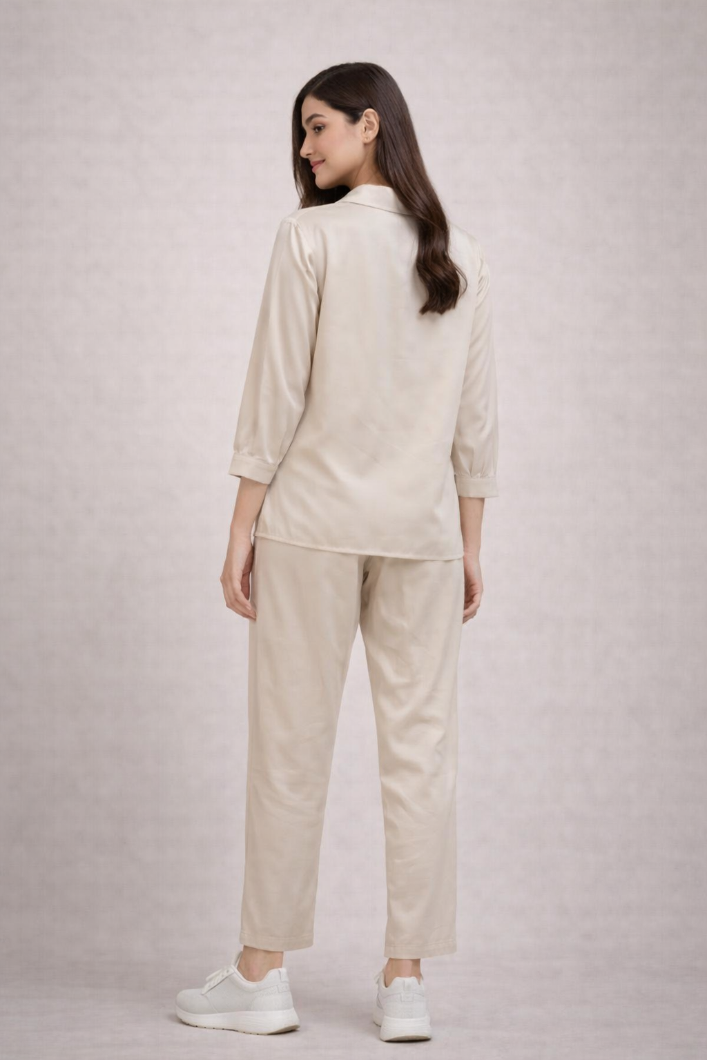 Élan Beige Lyocell Co-Ord Set