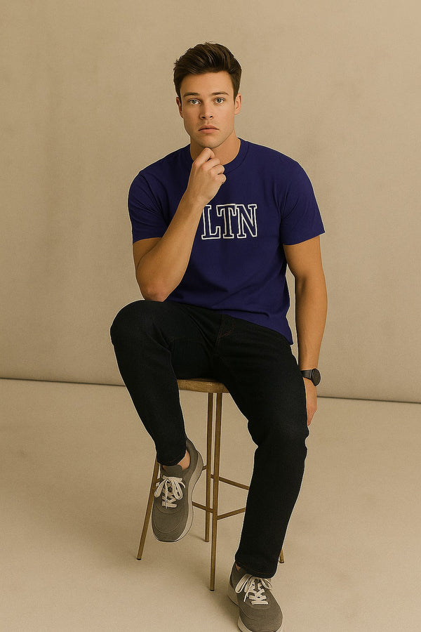 VLTN logo-print Cotton T-Shirt - Navy Blue